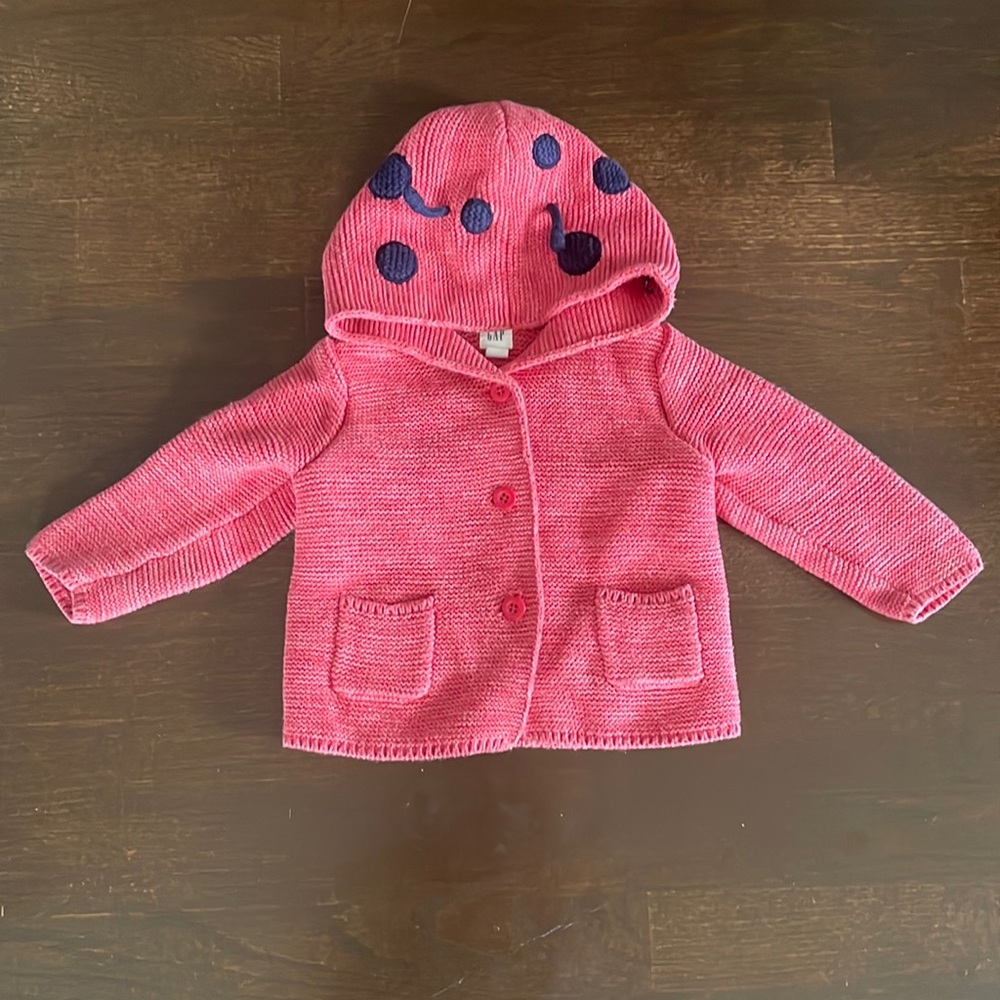 BABY GAP | Button Down sweater with Lady Bug Hood 6-12 months